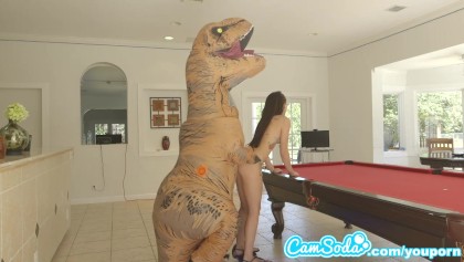 big ass latina teen chased by lesbian loving TREX on a hoverboard then fucked