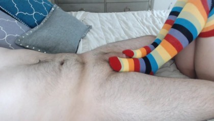 Footjob Meias Coloridas Camgirl Catherine Cinza