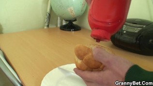 Big tits 80 yo granny riding cock